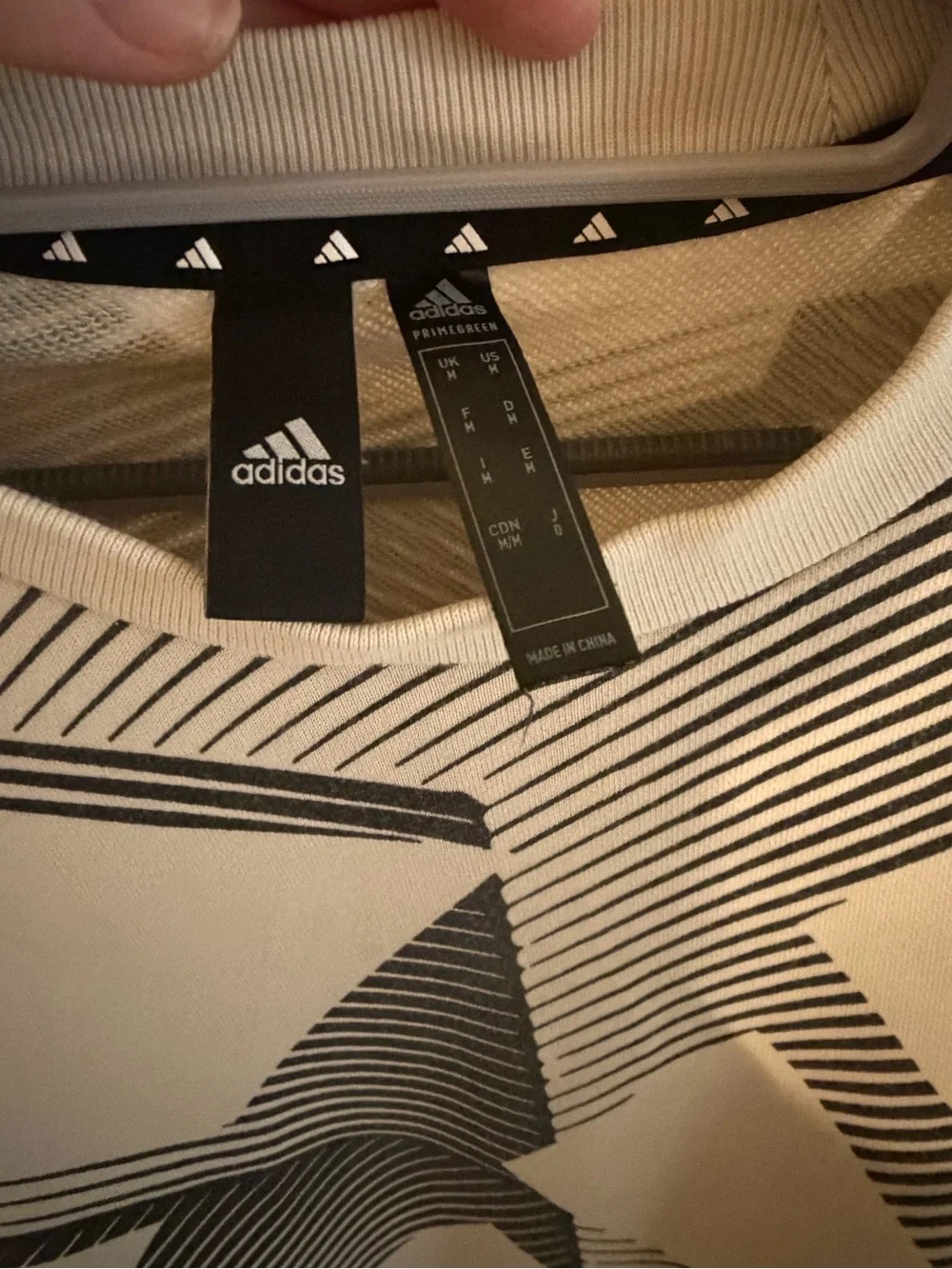 adidas Men's Cream & Black Geometric Crewneck Sweatshirt